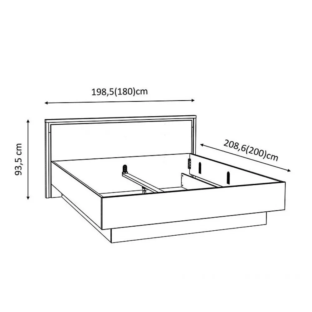Lit 180 x 200 cm tête de lit décor chêne naturel et noir mat - ALIA>Meubletmoi Outlet