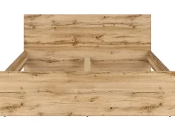Pegane Lit adule 2 places 160x200 cm ,coloris Chêne wotan - Longueur 204,5 x Profondeur 165 x Hauteur 85,5cm* Lit Coffre