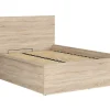 Lit adule 140x200 Lit coffre 2 places avec sommier et rangement, coloris chêne Sonoma - L. 204,5 x P. 149 x H. 95/40,5 cm>Pegane Hot