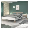Parisot Lit adulte - AALBORG - 140 x 190 cm - Blanc / Chene -* Sommier
