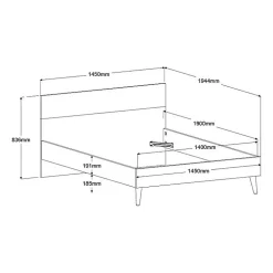 Parisot Lit adulte - AALBORG - 140 x 190 cm - Blanc / Chene -* Sommier