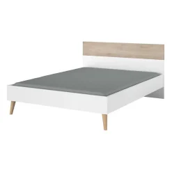 Parisot Lit adulte - AALBORG - 140 x 190 cm - Blanc / Chene -* Sommier