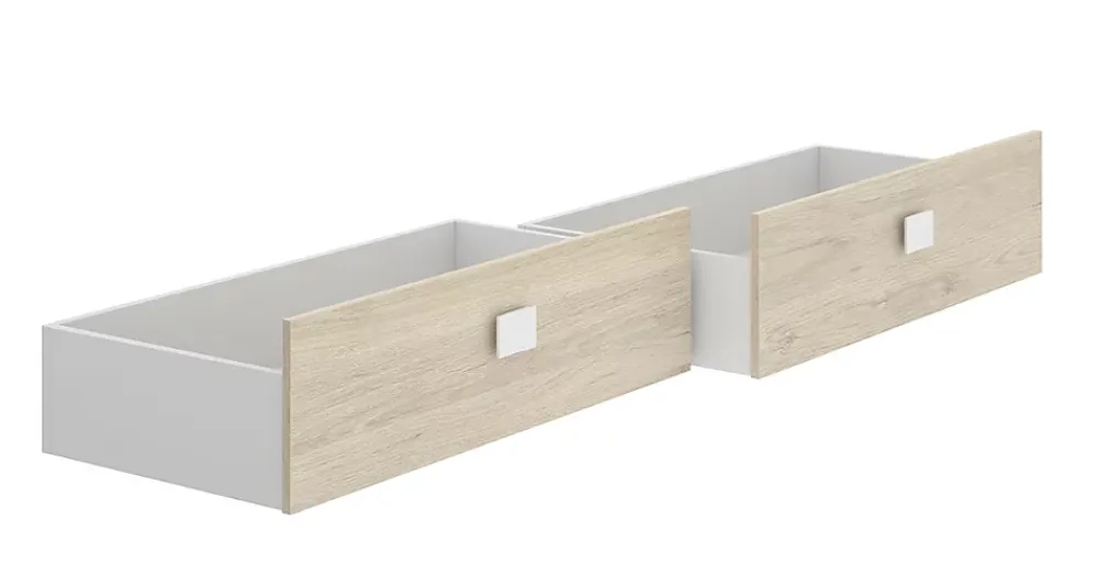 Pegane Lit adulte coloris blanc, chêne naturel avec 2 tiroirs - Longueur 196 x Profondeur 97 x Hauteur 79 cm* Tête De Lit