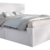 Lit adulte, couchage 140x190 cm avec 4 tiroirs coloris blanc - Longueur 145 x Profondeur 195 x Hauteur 100 cm>Pegane New