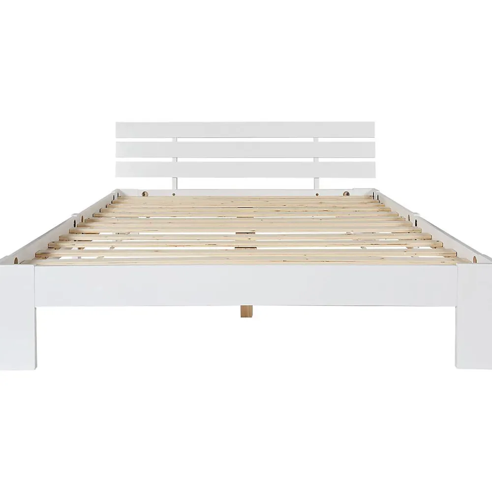 Blackcolors Lit Adulte Double Bois Massif 140x200cm Tête Lit Blanc* Tête De Lit