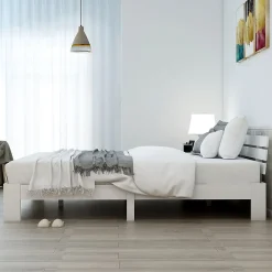 Blackcolors Lit Adulte Double Bois Massif 140x200cm Tête Lit Blanc* Tête De Lit