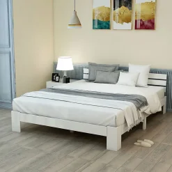 Blackcolors Lit Adulte Double Bois Massif 140x200cm Tête Lit Blanc* Tête De Lit