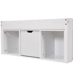 ModernLuxe Lit adulte en MDF 90x190 cm - Avec port de recharge et rangements multifonctionnels - Blanc (matelas non inclus)* Lit Avec Rangement