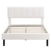 Gutent Lit adulte lit cadre à lattes en bois lit 140x190 cm lit rembourré lit pieds en fer Single sherpa beige* Lit Double