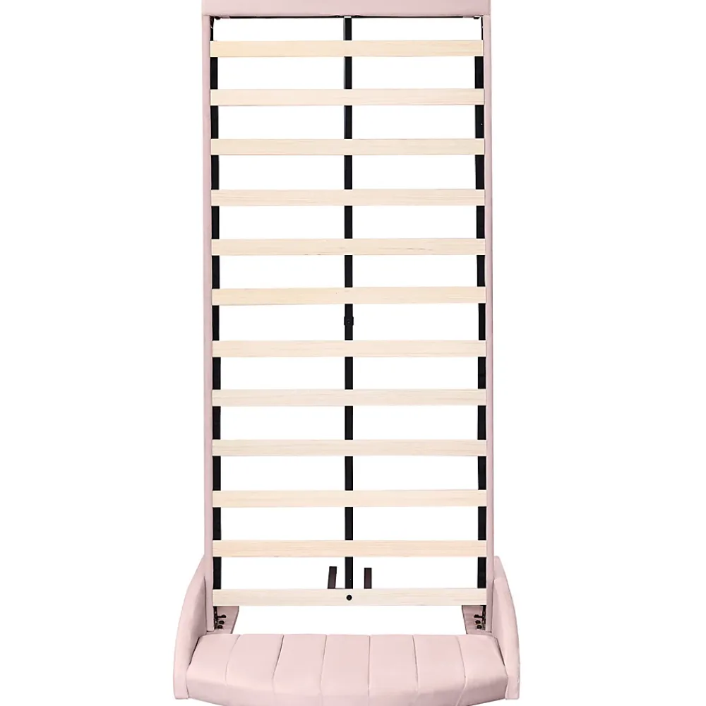 Gutent Lit adulte lit cadre à lattes en bois lit 90x200 cm lit rembourré Single velours rose* Lit Simple