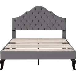 Lit adulte lit cadre à lattes en bois lit 90x200 cm lit rembourré Single velours gris>Gutent Sale