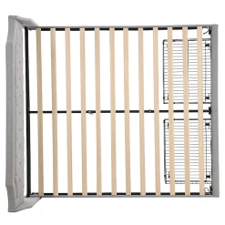 Gutent Lit adulte lit cadre à lattes en bois lit 180x200 cm lit led rembourré lit 2 tiroirs lit double lin gris* Lit Avec Rangement
