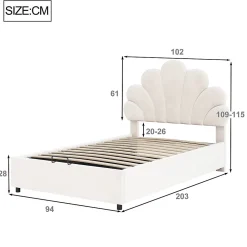 Lit adulte lit coffre lit 90x200 cm lit de rangement lit rembourré hydraulique lit cadre à lamelles Single velours beige><noscript><img width=