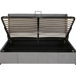 Lit adulte lit coffre lit 180x200 cm lit de rangement lit rembourré hydraulique lit en métal lit double velours gris><noscript><img width=