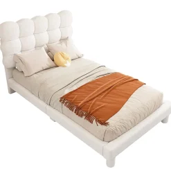 Gutent Lit adulte lit 90x200 cm lit plat lit rembourré Single blanc* Lit Simple