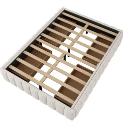 Gutent Lit adulte lit 140x200 cm lit rembourré avec 4 tiroirs Single velours beige* Lit Avec Rangement