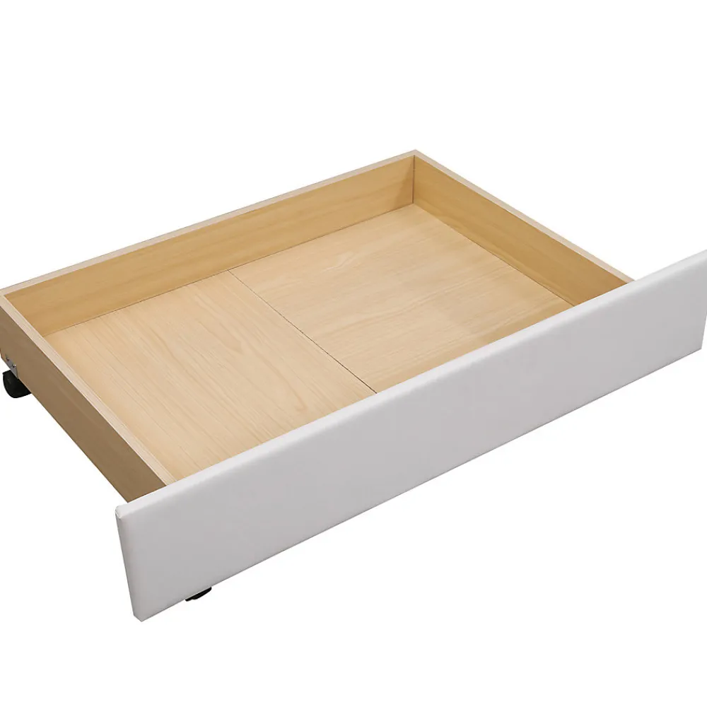 Lit adulte lit 140x200 cm lit rembourré avec sommier à lattes lit 2 tiroirs lit double pu blanc>Gutent