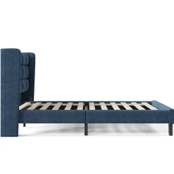 Gutent Lit adulte lit 90x200 cm lit rembourré lit sommier à lattes Single lin bleu* Lit Simple