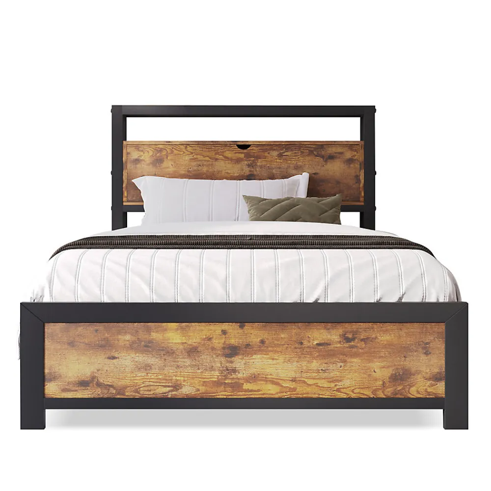 Lit adulte lit 90x200 cm lit tête de lit de rangement lit sommier à lattes lit en métal Single métal+mdf Neutral>Gutent Hot