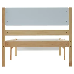 ProximaX Lit adulte simple en bois - cadre en pin avec tête de lit et sommier à lattes lit en MDF blanc + naturel - 90x200 cm* Lit Simple