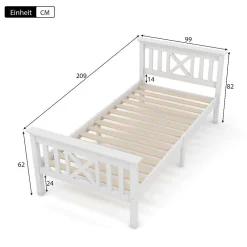 Blackcolors Lit Adulte Simple 90x200cm Bois Blanc* Tête De Lit