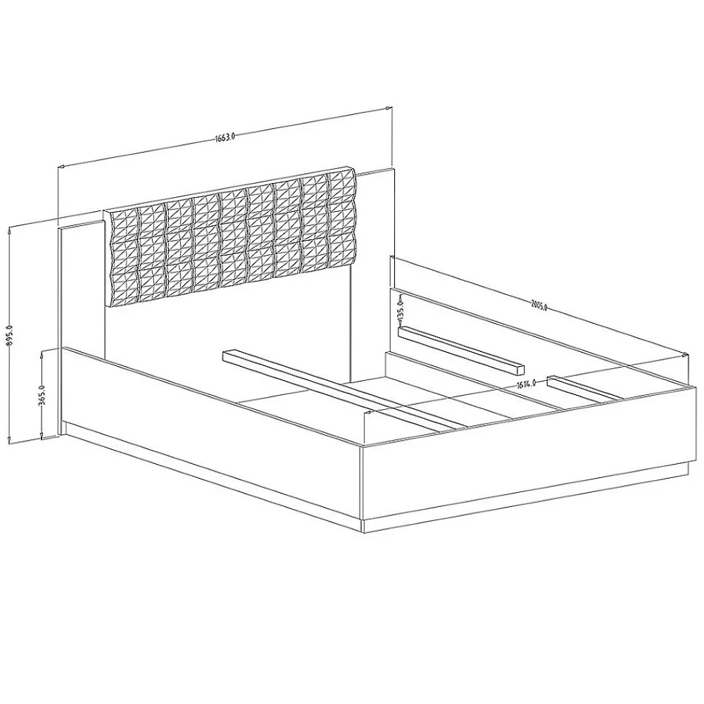 Lit adulte 160x200 Chene foncé et noir Collection FOX Sommier inclus>Meublorama Discount