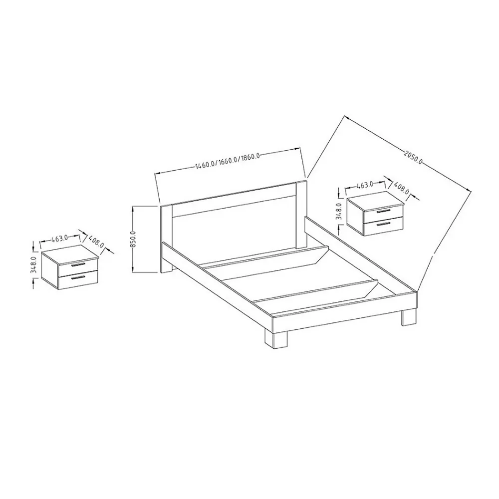 Meublorama Lit adulte 160x200 collection IRINA. Coloris gris clair et gris foncé* Lit Double
