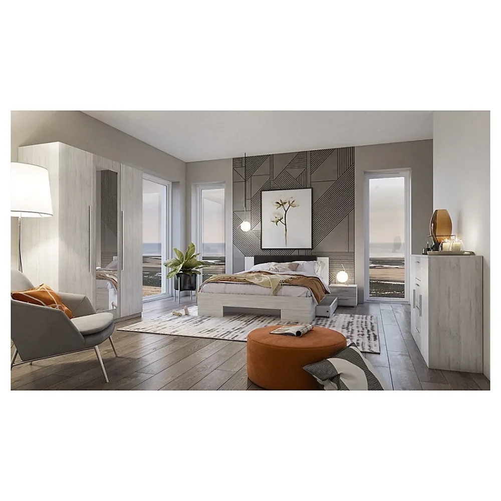 Meublorama Lit adulte 160x200 collection IRINA. Coloris gris clair et gris foncé* Lit Double