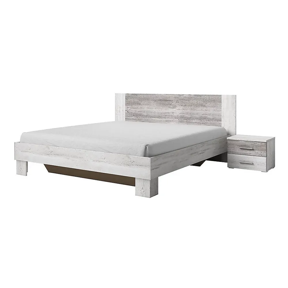 Meublorama Lit adulte 160x200 collection IRINA. Coloris gris clair et gris foncé* Lit Double