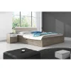 Meublorama Lit adulte 160x200, tiroirs intégrés et sommier inclus - Collection EOS. Coloris chene clair et blanc* Lit Avec Rangement