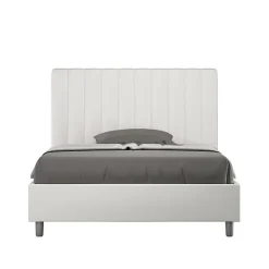 Lit Agueda en simili cuir blanc avec sommier tapissé 120x210>Ityhome Online