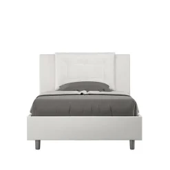 Ityhome Lit Annalisa en simili cuir blanc avec sommier tapissé 120x210* Lit Coffre