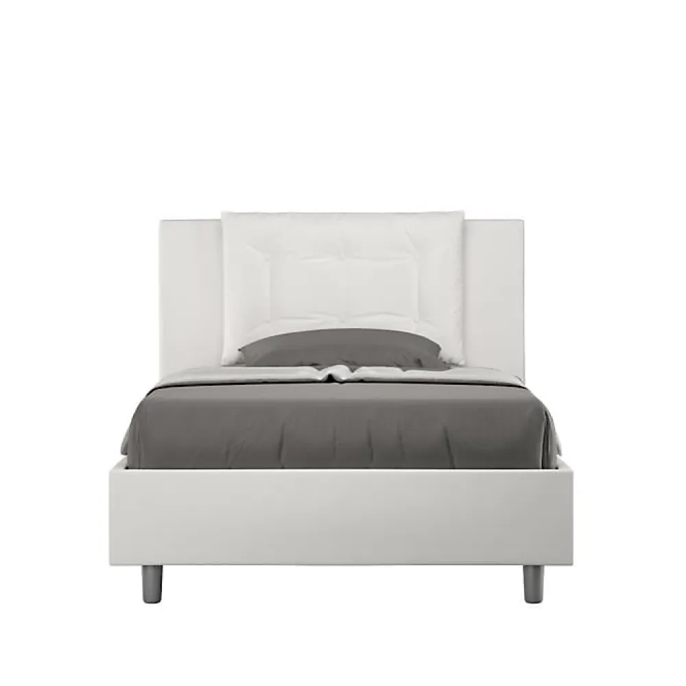 Ityhome Lit Annalisa en simili cuir blanc avec sommier tapissé 120x210* Lit Coffre