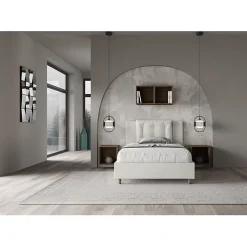 Ityhome Lit Annalisa en simili cuir blanc avec sommier tapissé 120x210* Lit Coffre