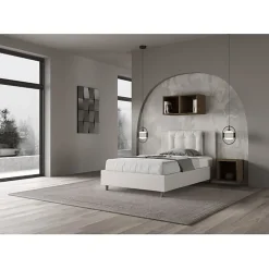 Ityhome Lit Annalisa en simili cuir blanc avec sommier tapissé 120x210* Lit Coffre