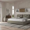 Ityhome Lit Appia avec sommier rembourré 180x190 en simili cuir cappuccino* Lit Coffre
