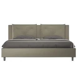 Ityhome Lit Appia avec sommier rembourré 180x190 en simili cuir cappuccino* Lit Coffre