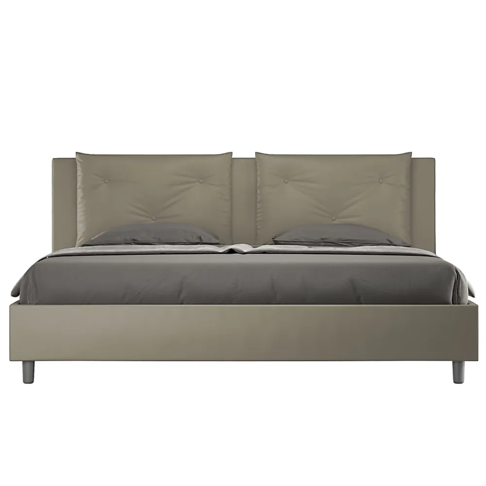 Ityhome Lit Appia avec sommier rembourré 180x190 en simili cuir cappuccino* Lit Coffre