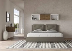 Ityhome Lit Appia avec sommier rembourré 180x190 en simili cuir cappuccino* Lit Coffre