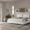 Ityhome Lit Appia en simili cuir blanc avec sommier tapissé 180x190* Lit Coffre