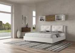 Ityhome Lit Appia en simili cuir blanc avec sommier tapissé 180x190* Lit Coffre