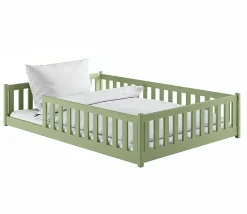 Petits-Meubles Lit au sol 140x200 sommier inclus Maya Olive*Enfant Lit Enfant