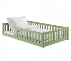 Petits-Meubles Lit au sol 120x200 sommier inclus Maya Olive*Enfant Lit Enfant