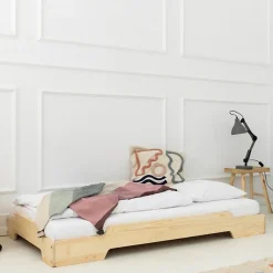 Lit au sol 90x190 sommier inclus Lola Bois><noscript><img width=