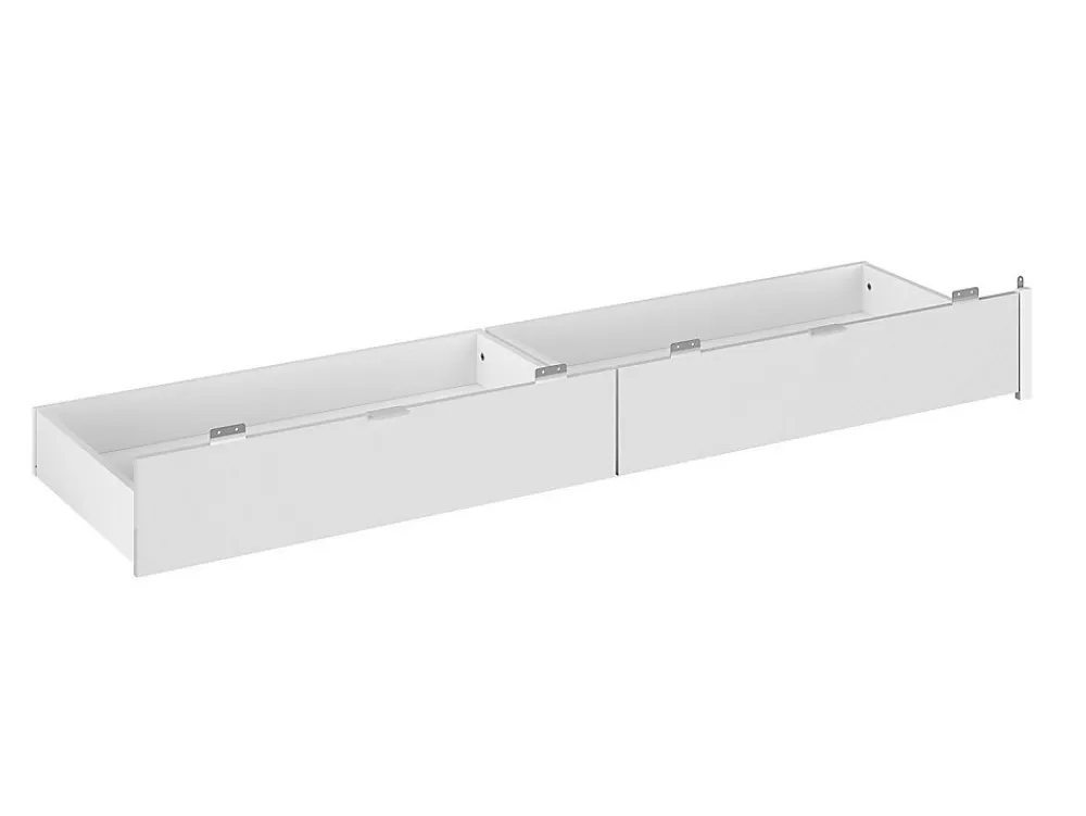 Lit avec 4 tiroirs 140 x 190 cm - Coloris : Blanc brillant et naturel - VELONA>Vente-unique Discount