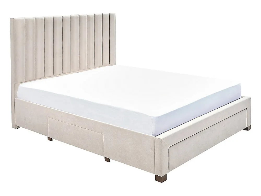 Lit avec 3 tiroirs 180 x 200 cm - Tissu - Beige - LIAKO>Vente-unique Clearance