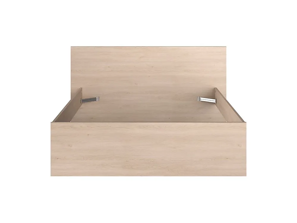 Vente-unique Lit avec 4 tiroirs 140 x 190 cm - Coloris : Naturel et noir + Sommier + Matelas - VELONA* Lit Avec Rangement
