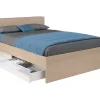 Vente-unique Lit avec 2 tiroirs 160 x 200 cm - Coloris : Naturel et blanc brillant - VELONA* Lit Avec Rangement
