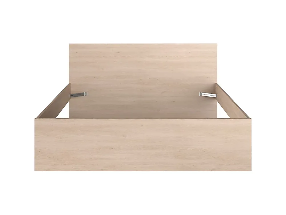 Vente-unique Lit avec 2 tiroirs 160 x 200 cm - coloris : Naturel et beige + Sommier - VELONA* Lit Avec Rangement