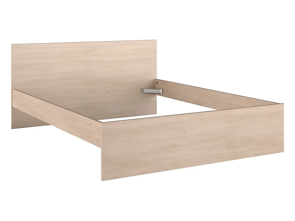 Vente-unique Lit avec 2 tiroirs 160 x 200 cm - coloris : Naturel et beige + Sommier - VELONA* Lit Avec Rangement